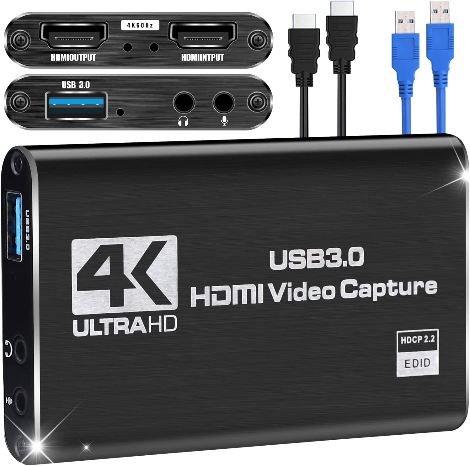 Capture Card Nintendo Switch, Video Capture Card, Game Capture Card 4K 1080P 60FPS, HDMI to USB 3.0 Capture Card for Streaming Work with PS4/PC/OBS/Camera
