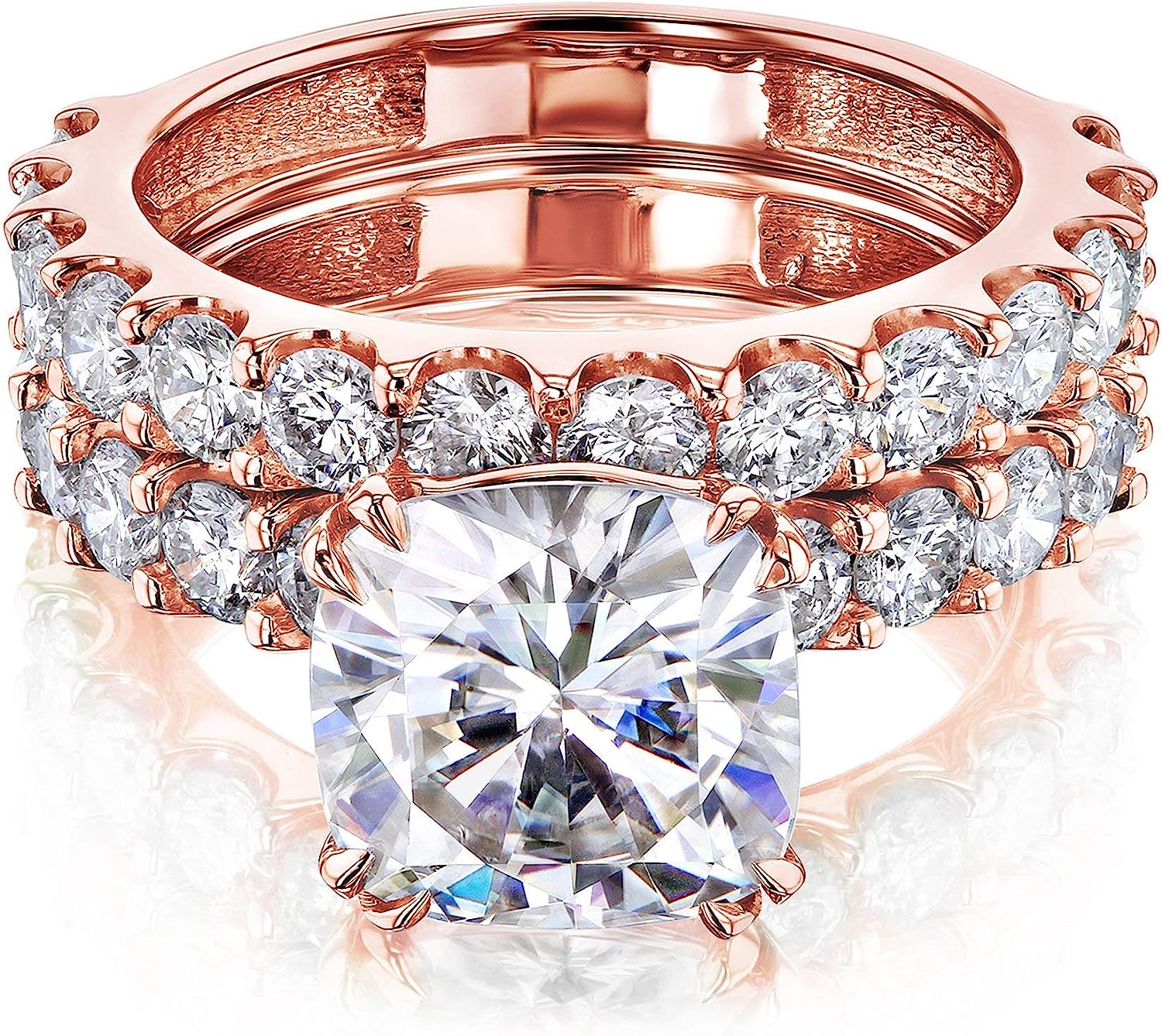 Kobelli 2.8ct Cushion Moissanite Bright U-Prong Bridal Set (HI/VS)