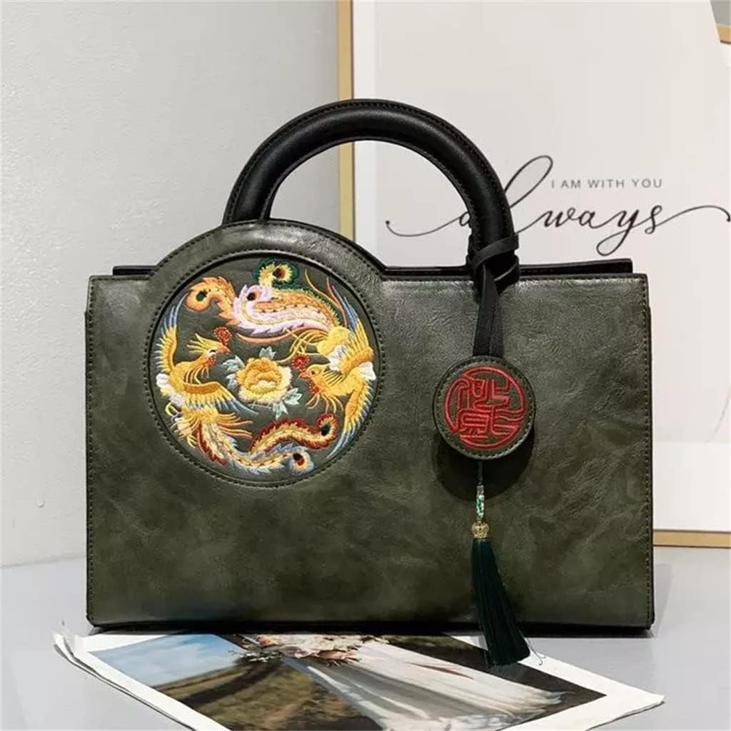 ZLXDP Winter Women's Tote Bag Chinese Style Retro Handbag Large Capacity Women's Shoulder Bag (Color : C, Size : 32(L)*24(H)*14(W) cm)