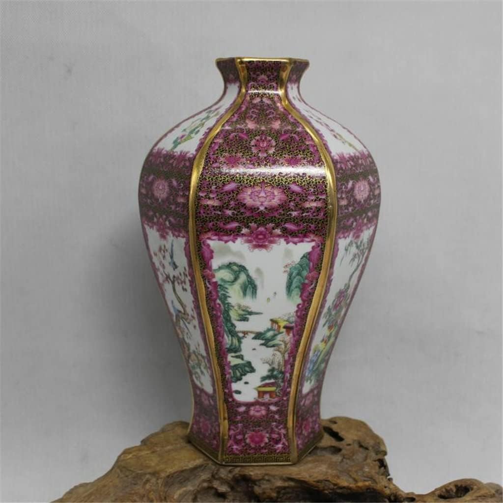 ZSEDP Jingdezhen Antique Handmade Landscape Flower and Bird Home Office Decor Classic Chinese Ceramic Vase
