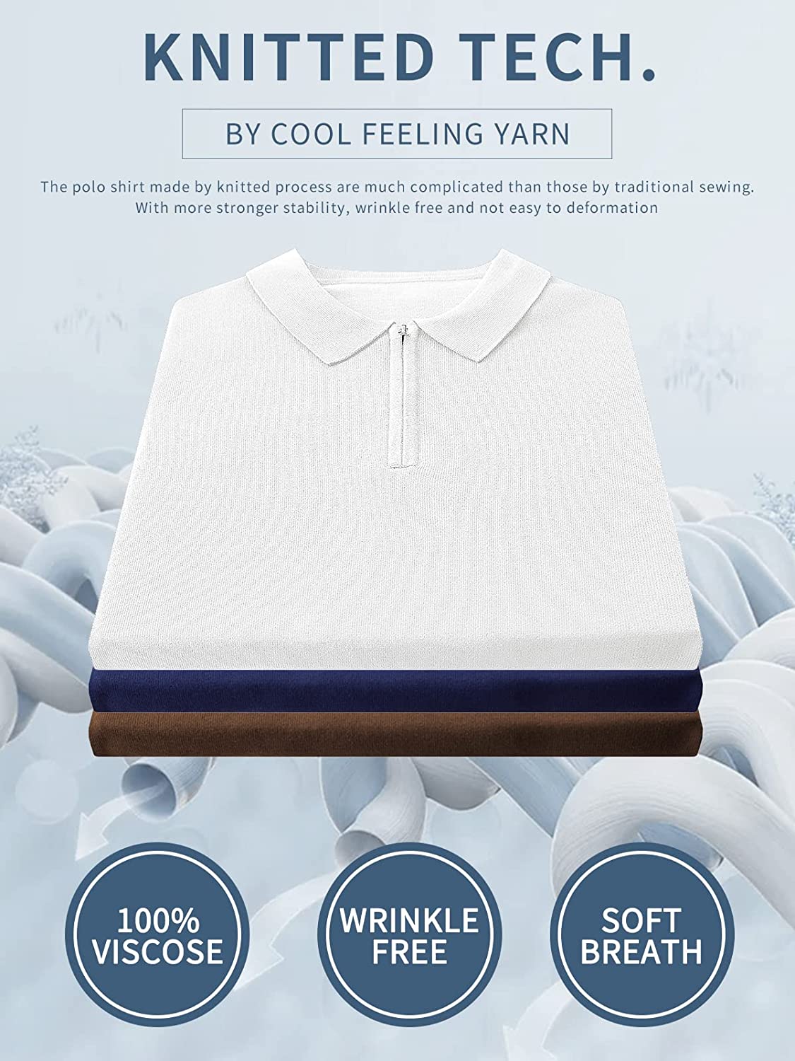 RQP Mens Zipper Polo Shirt Knit Casual Quarter Zip Tee Shirt Vintage Short Sleeve Collared T Shirt Summer Pullover Tshirt