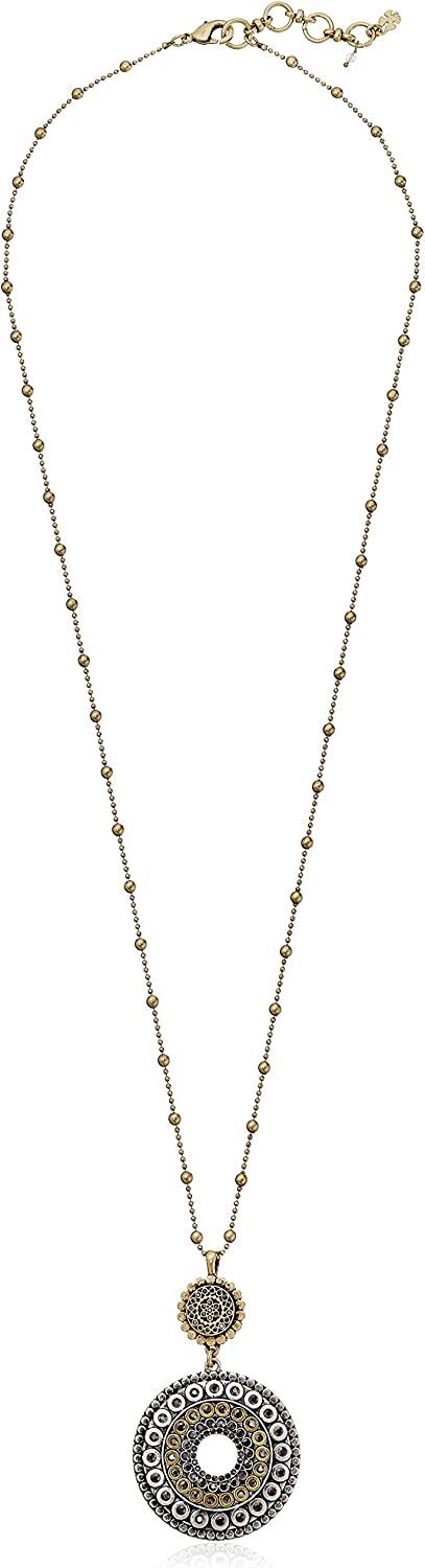 Lucky Brand Two Tone Tribal Pendant Necklace, 30" + 1.5" Extender