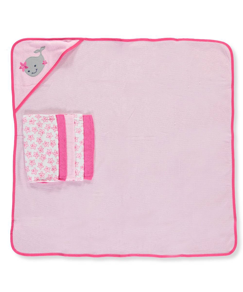 Luvable Friends Unisex Baby Hooded Towel with Five Washcloths, Duck, One Size