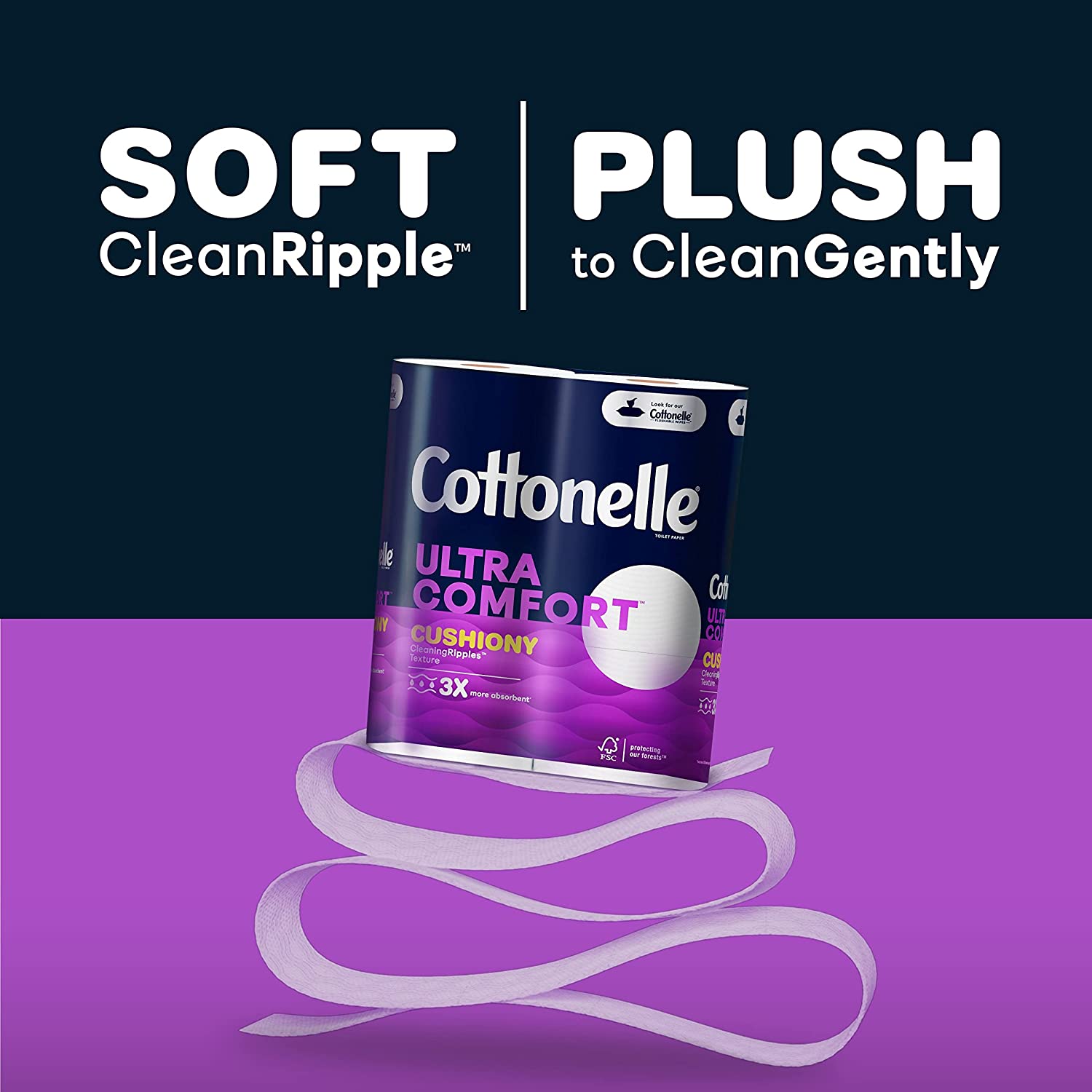 Cottonelle Ultra Comfort Toilet Paper with Cushiony CleaningRipples Texture, 24 Family Mega Rolls (24 Family Mega Rolls = 108 Regular Rolls) (4 Packs of 6), 325 Sheets per Roll, Packaging May Vary