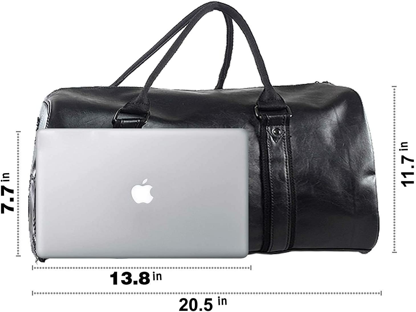 Weekender Oversized Travel Duffel Bag With Shoe Pouch, Leather Carry On Bag