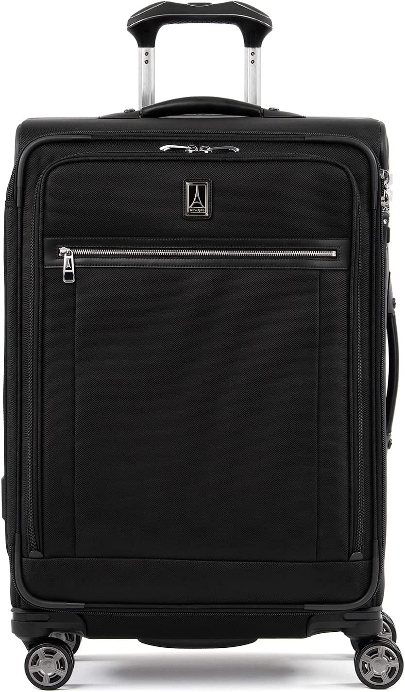 Travelpro Platinum Elite Softside Expandable Luggage, 8 Wheel Spinner Suitcase, TSA Lock, Men and Women, Shadow Black, Checked-Medium 25-Inch