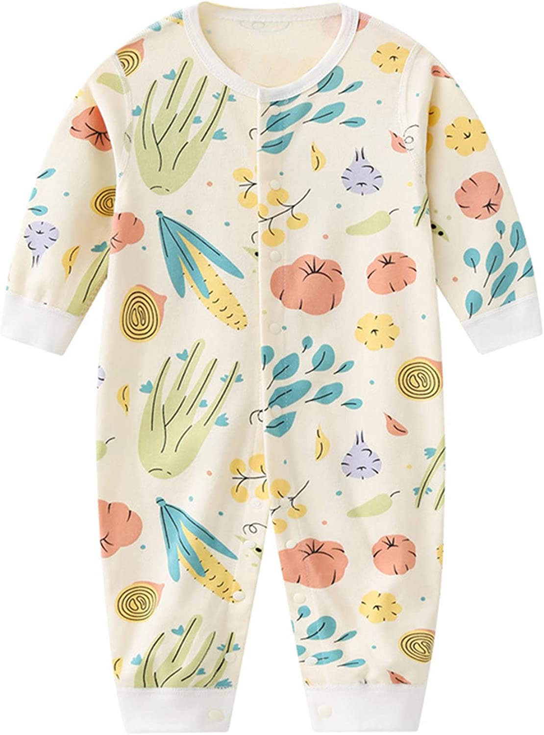 Newborn Baby Boy Girl Organic Cotton Bodysuit Long Sleeve Jumpsuit 3-Pack Outfits Clothes,0-24Months