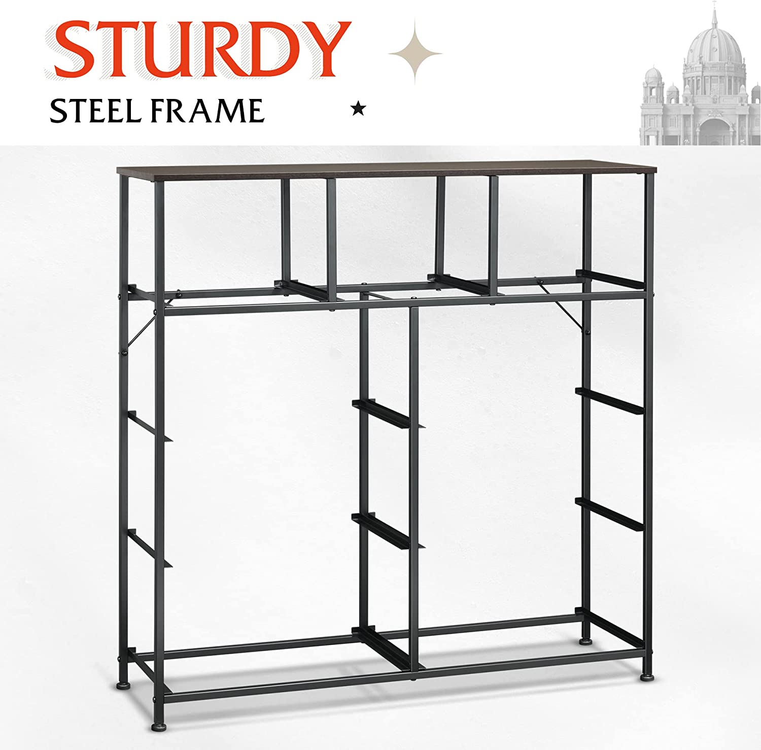 WLIVE 9-Drawer Dresser, Fabric Storage Tower for Bedroom, Nursery, Entryway, Closets, Tall Chest Organizer Unit with Textured Print Fabric Bins, Steel Frame, Wood Top, Dark Grey