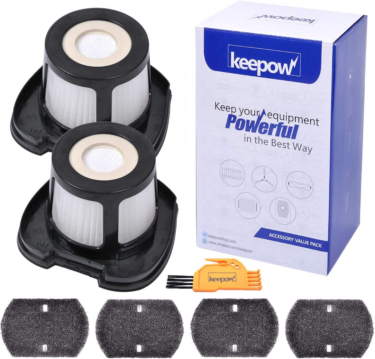 KEEPOW Pet Hair Eraser Filter Replacement for Bissell Pet Hair Eraser Hand Vacuum 2284W 2390 2389 2390A, Compare to Part # 1614212, 1614203 & 1614204, 2-Pack