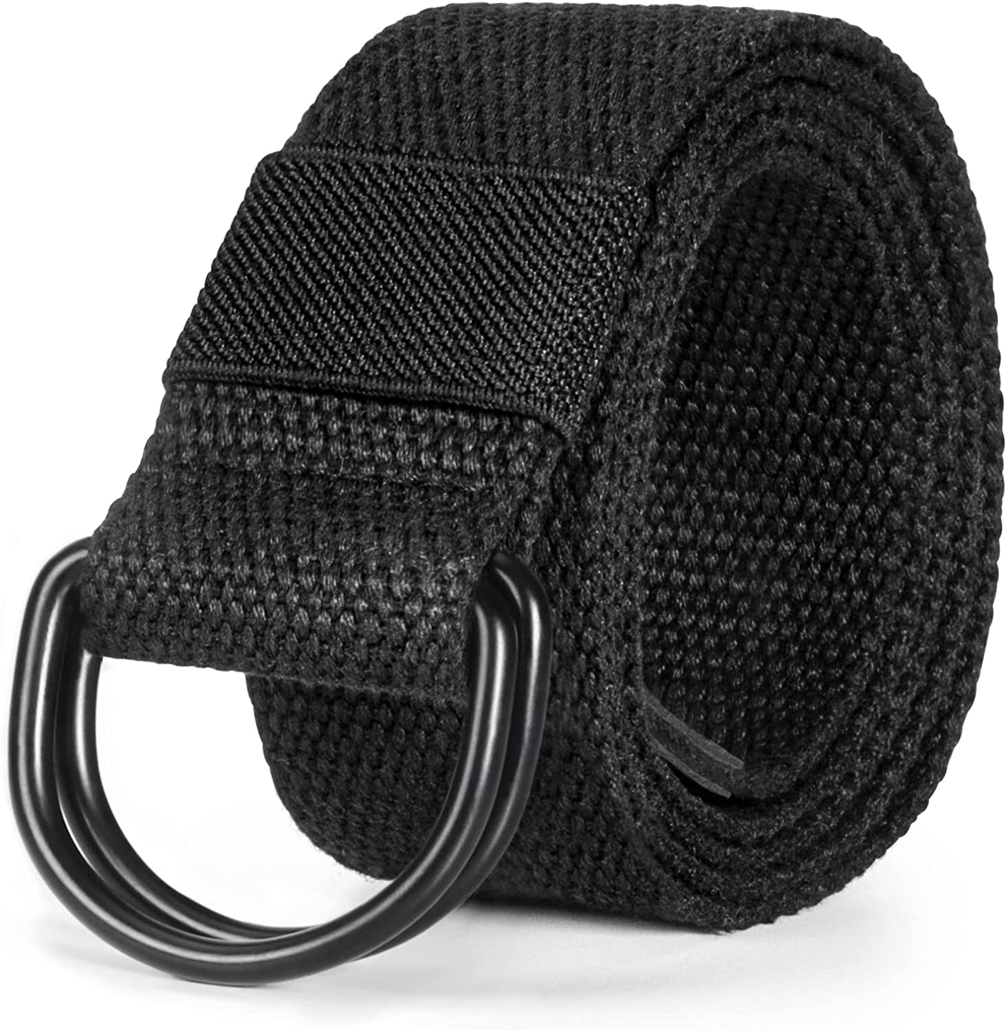 maikun Mens & Womens Canvas Belt with Black D-ring 1 1/2" Wide Extra Long Solid Color