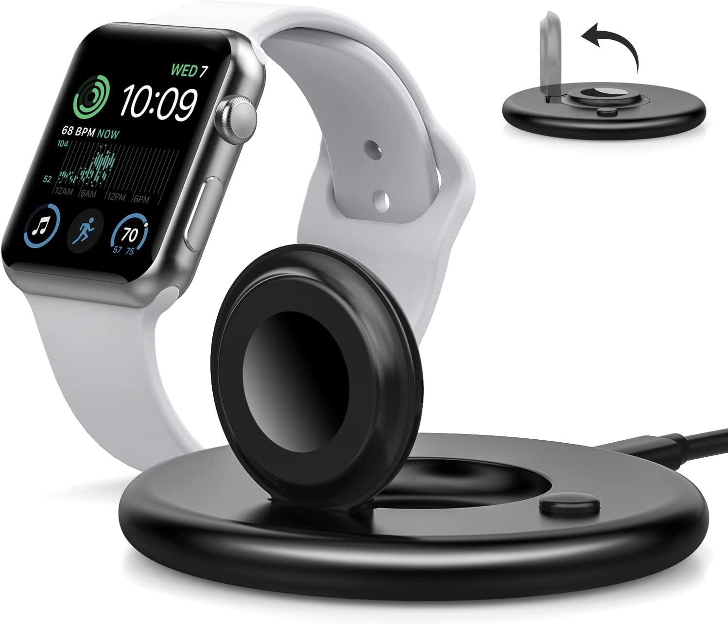 Compatible with Apple Watch Charger Stand - iWatch Charger, Foldable & Portable iWatch Charging Station for Apple Watch Ultra, SE, Series 8/7/6/5/4/3, (49/45/44/42/41/40/38mm), [Nightstand Mode]