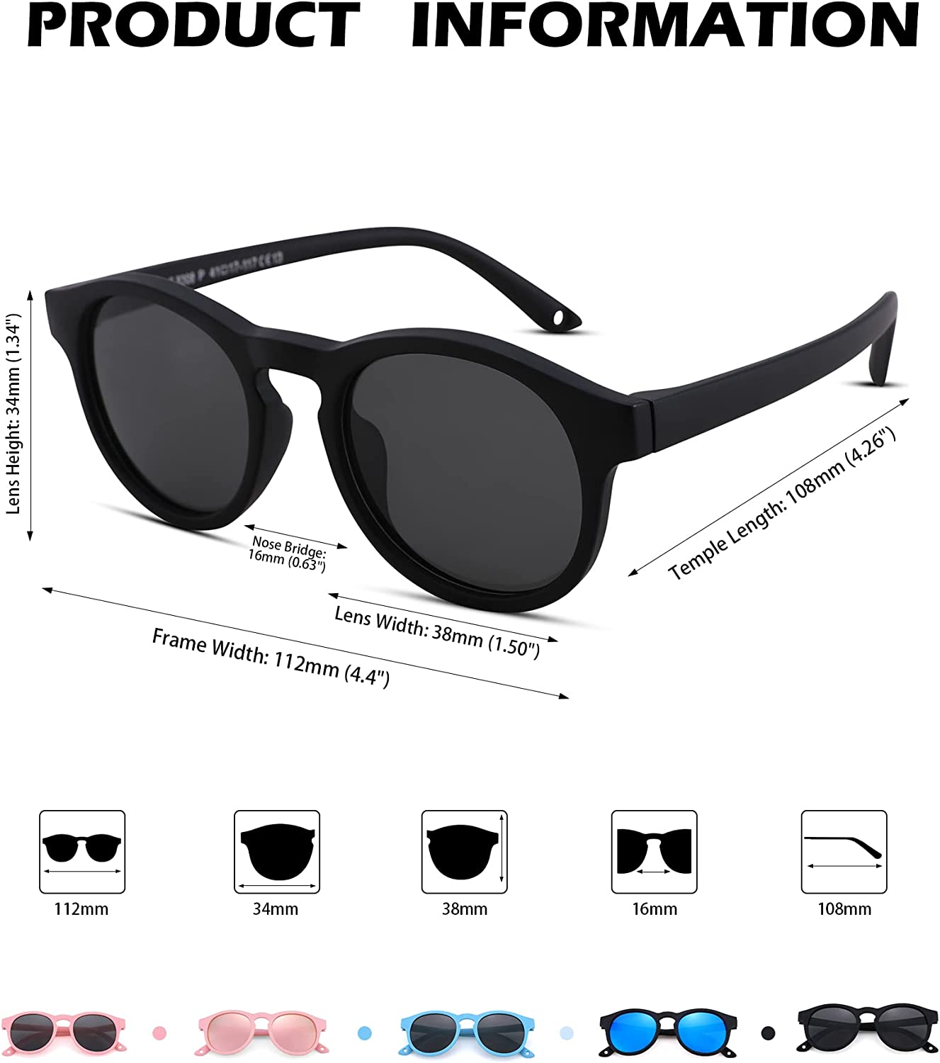 Pro Acme Polarized Baby Sunglasses with Strap for Toddler Newborn Infant Age 0-24 Months Flexible Boy Girls Sunglasses UV400