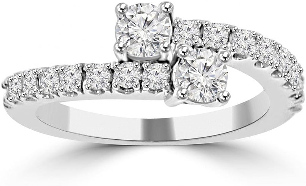 Madina Jewelry 0.95 ct Ladies Round Cut Diamond Anniversary Wedding Band Ring in 18 kt White Gold