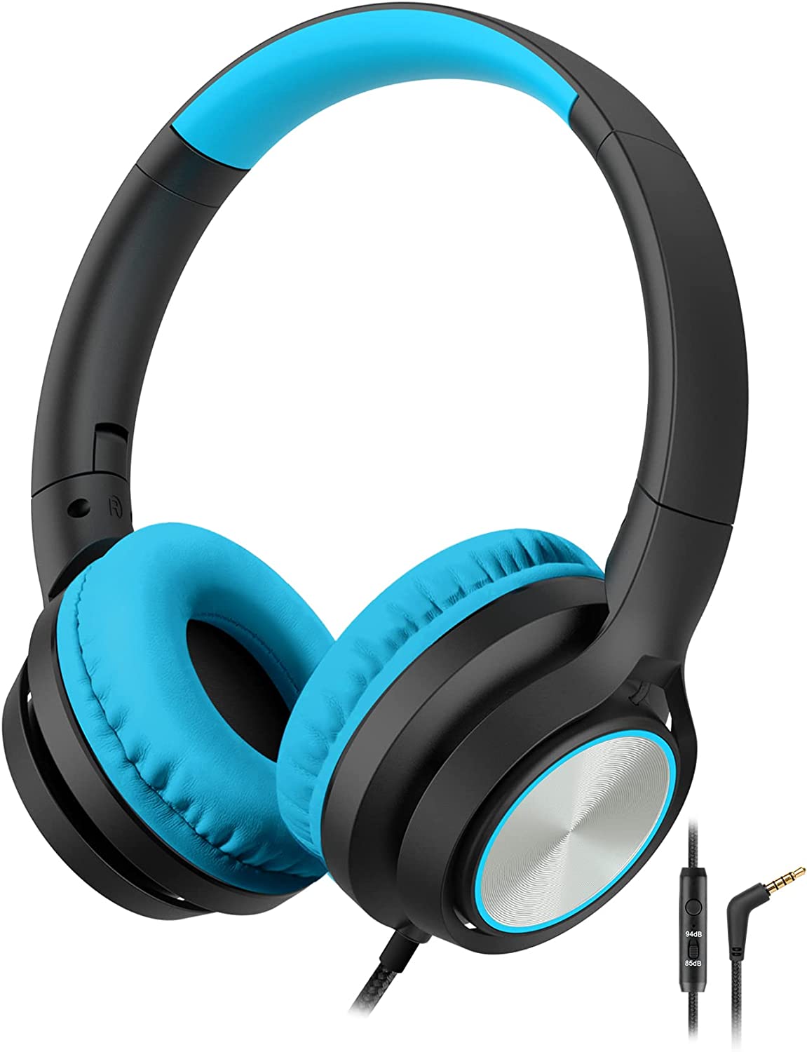 Kids Headphones with Microphone, Wired Over Ear Headsets with Limited Volume 85dB/ 94dB for Boys Girls Teens Children Online School/Travel/iPad/Tablet/Cellphone
