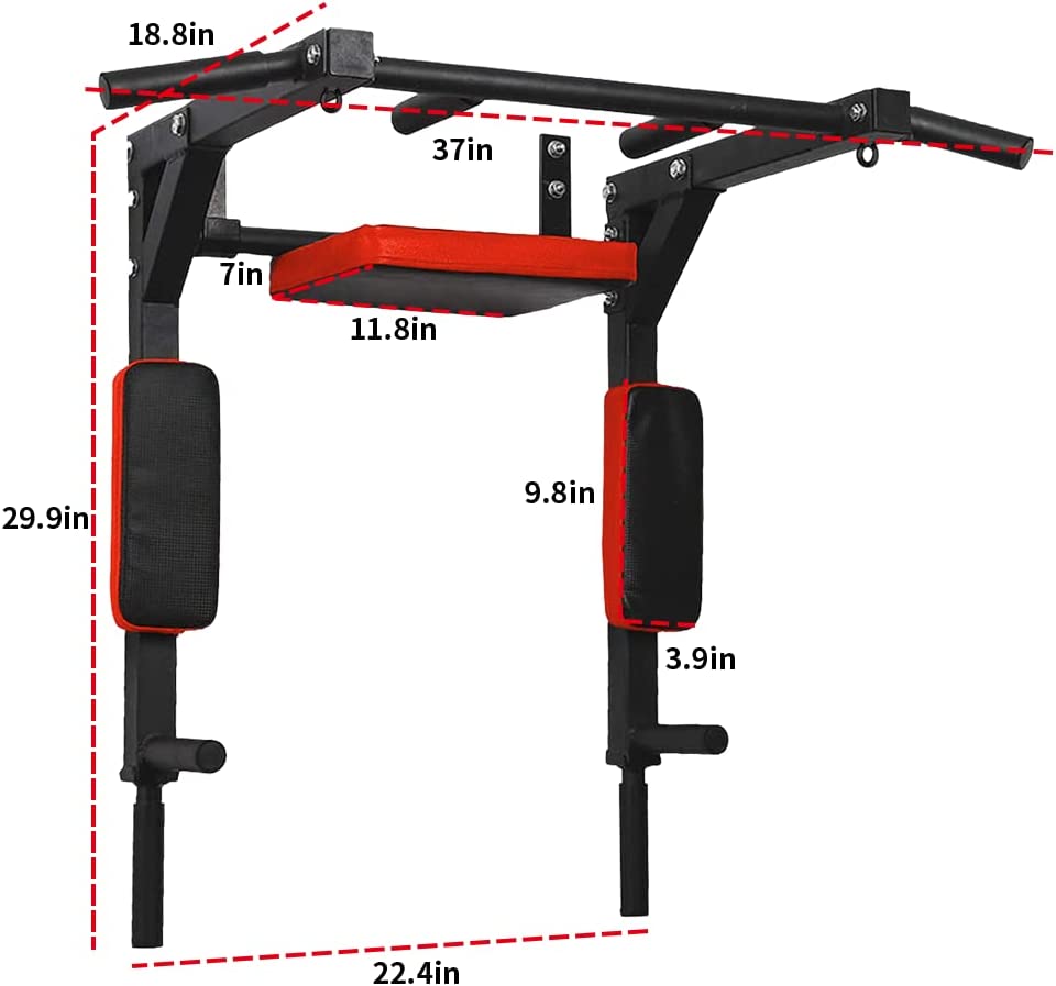 MKSY Wall Mounted Pull up Bar Multifunctional Chin up Bar Strength Training Pull-up Bar for Indoor Home Gym Fitness, Supports to 440 Lbs