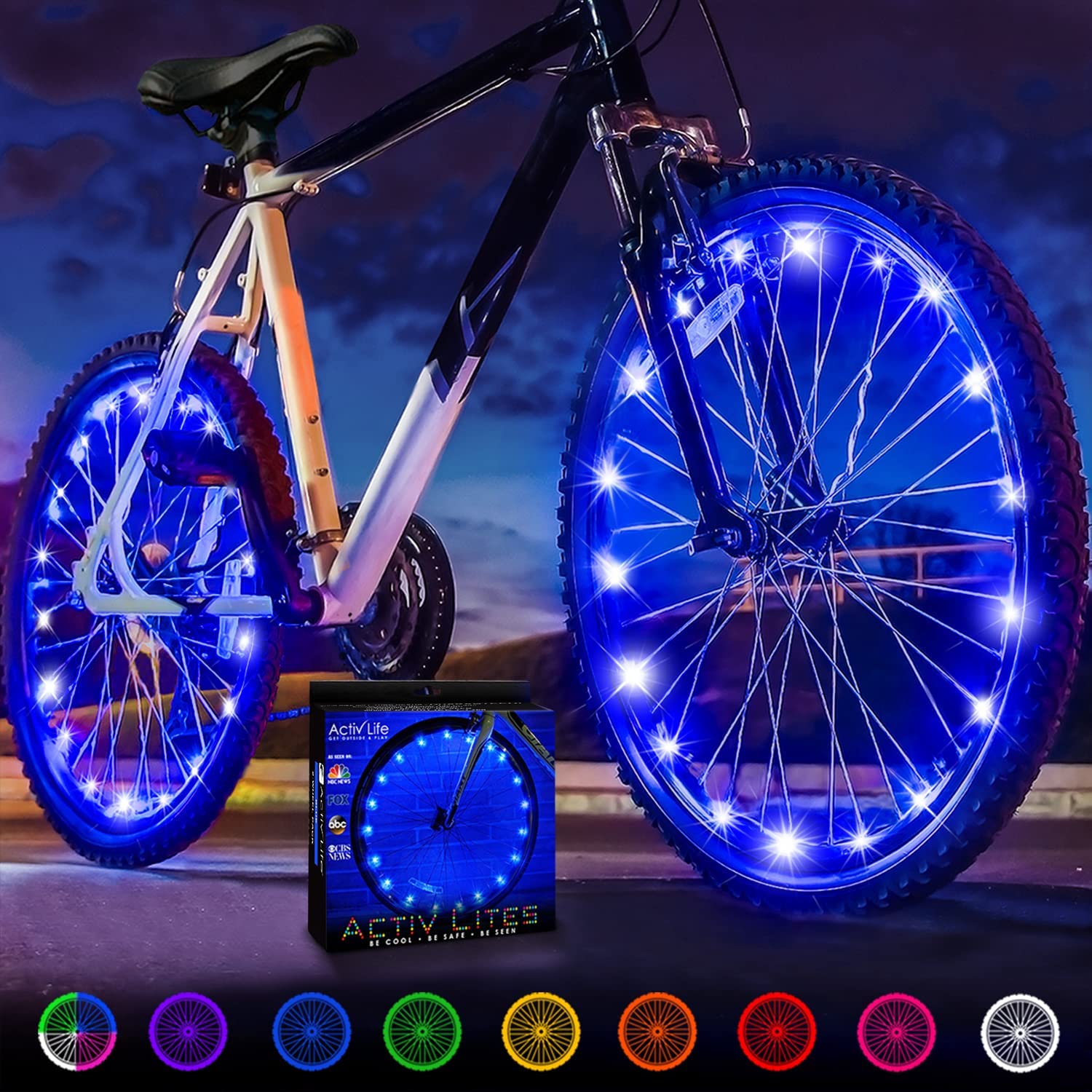 Activ Life 2-Tire Pack LED Bike Wheel Lights with Batteries Included! Get 100% Brighter and Visible from All Angles for Ultimate Safety and Style