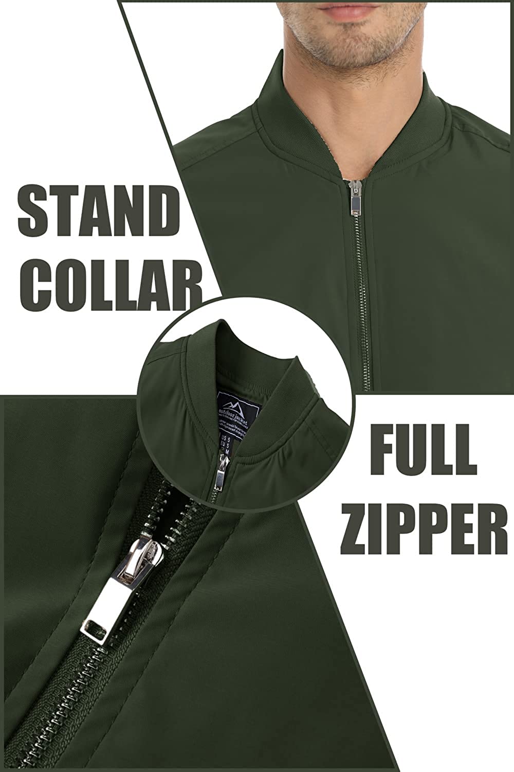 TACVASEN Men's Lightweight Jacket Casual Spring Fall Windbreaker Bomber Zip Up Coat with Pocket