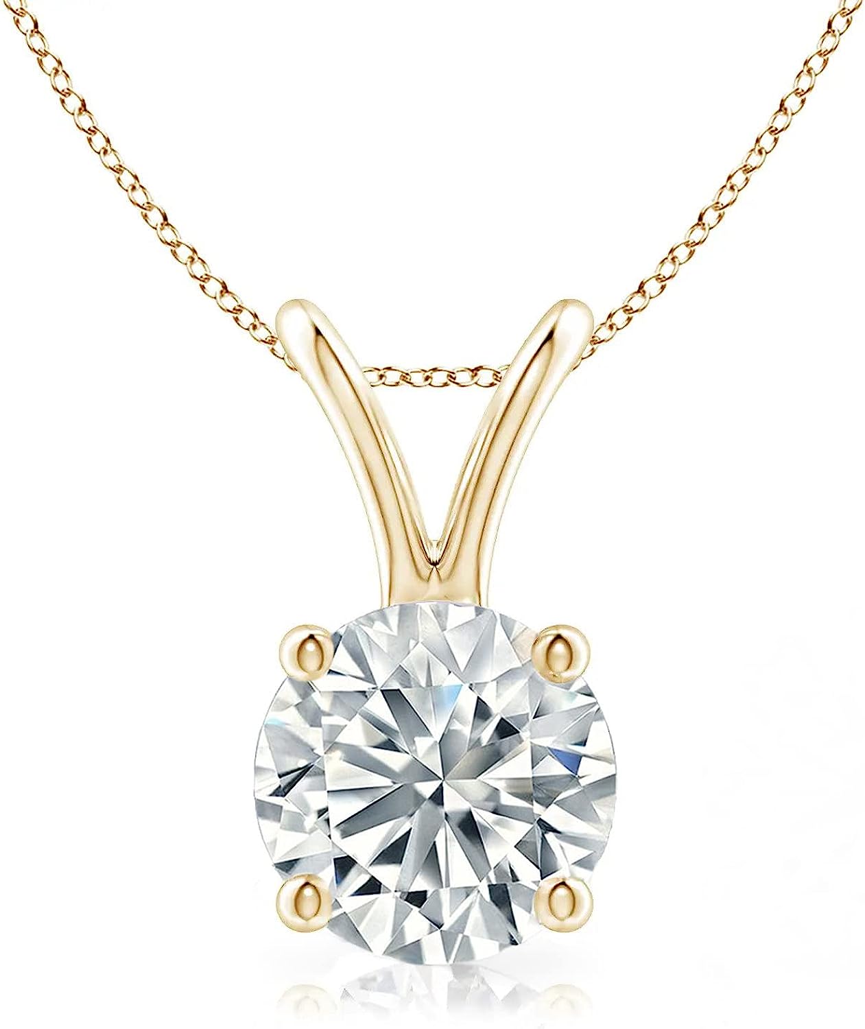The Diamond Deal SI1-SI2 Clarity (.25-1.00 Carat) Cttw Lab-Grown Round Solitaire Diamond Pendant Necklace Womens Girls |14k Yellow or White or Rose/Pink Gold with 18" chain 0