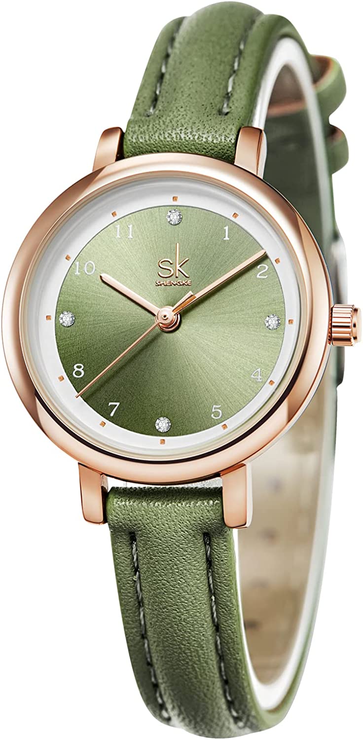 SHENGKE Women's Watch Leather Band Luxury Watches for Women Waterproof reloj para Mujer
