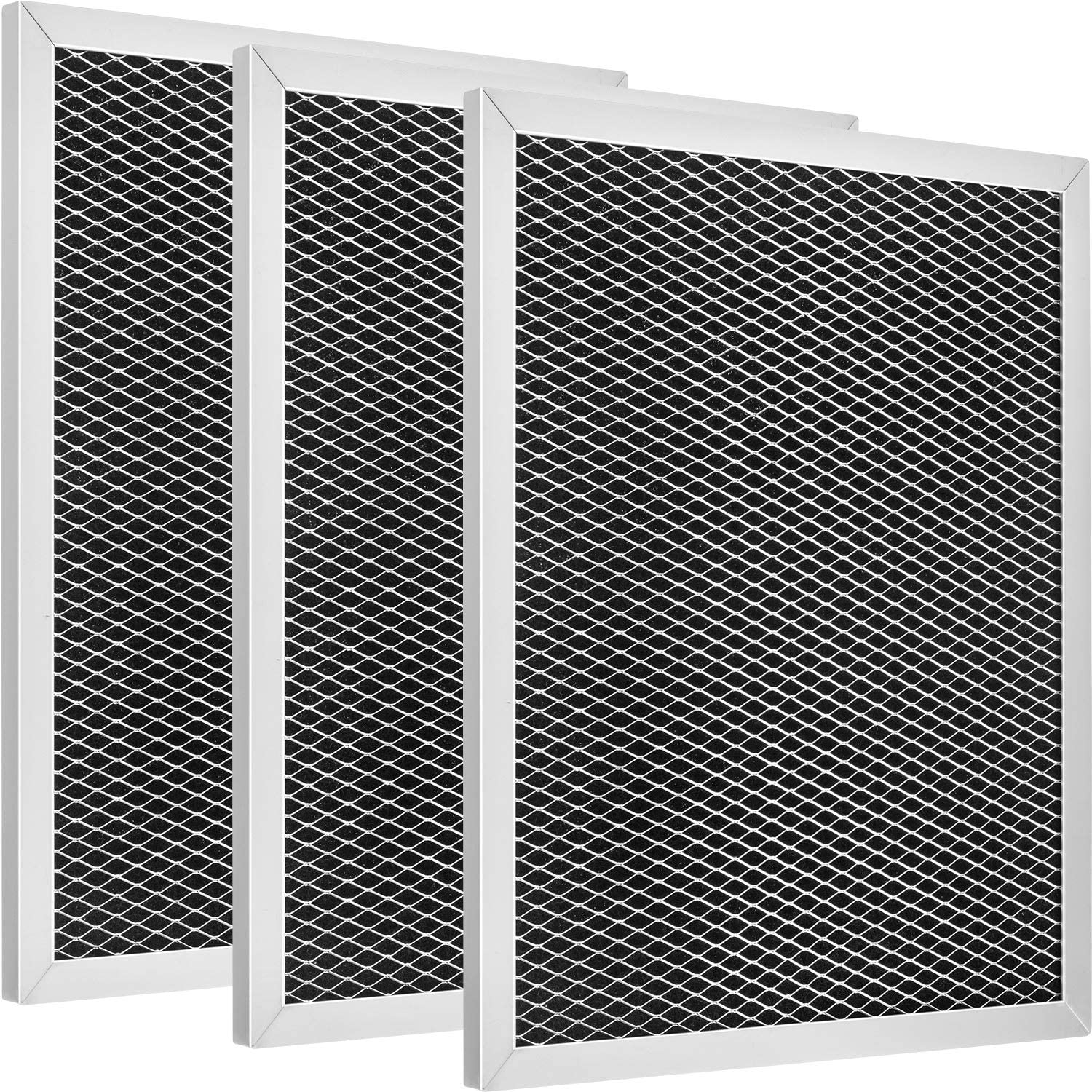 Jovitec 3 Pack Range Hood Filter 97007696 Aluminum Charcoal Combo Compatible with Broan, Kenmore, Maytag, Replace for 1172266, 41F, 5-3082, 51113711, Size 8-3/4 x 10-1/2 x 3/8 Inch