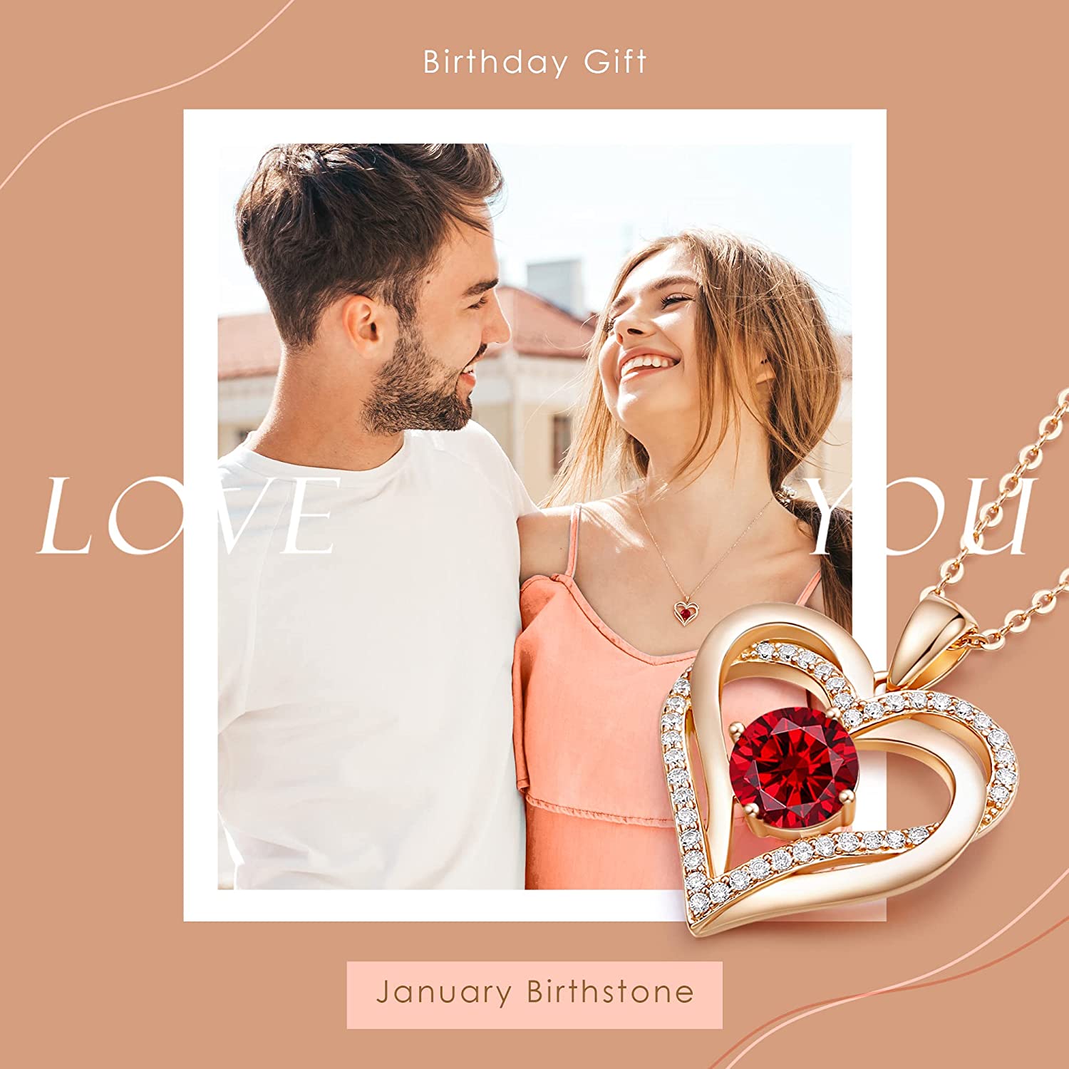 LOUISA SECRET Love Heart Birthstone Necklaces for Women, 925 Sterling Silver Women Pendant Necklace, Mother’s Day Birthday Anniversary Jewelry Gift for Woman Mother Mom Wife Her Girlfriend Girl