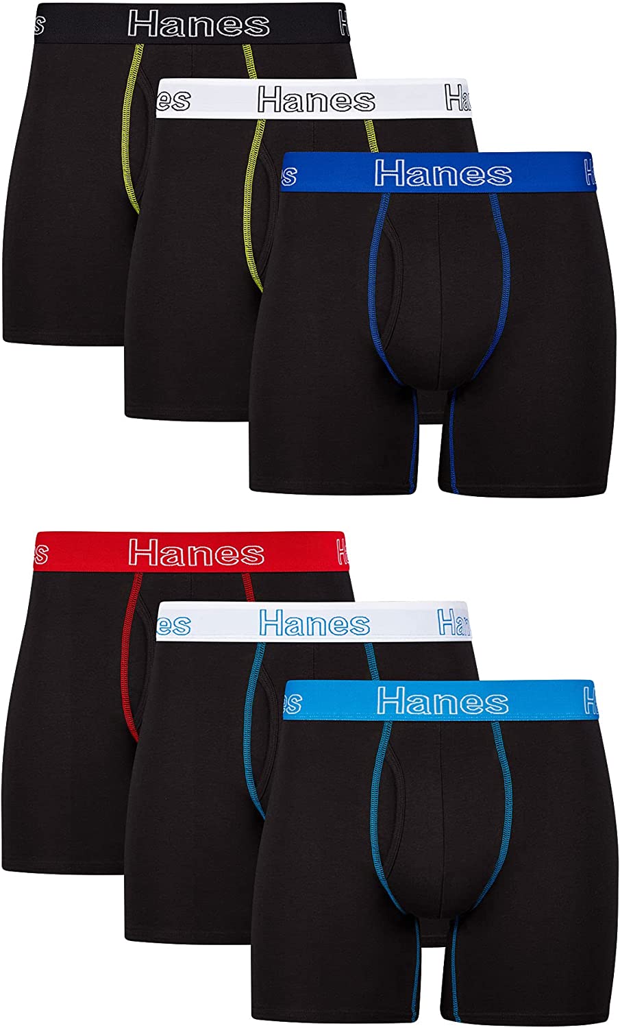 Hanes Men's Underwear Boxer Briefs Pack, Moisture-Wicking Underwear, Stretch-Cotton Boxer Briefs, 6-Pack