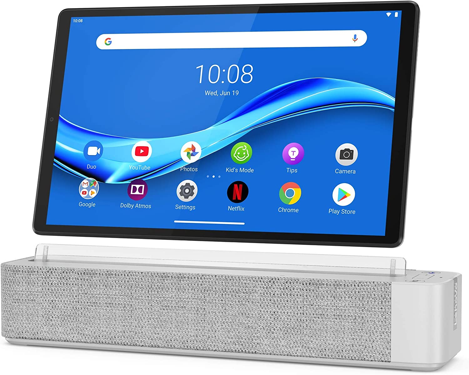 Lenovo Smart Tab M10 Plus, FHD Android Tablet, Alexa-Enabled Smart Device, Octa-Core Processor, 64GB Storage, 4GB RAM, Wi-Fi, Bluetooth, Platinum Grey