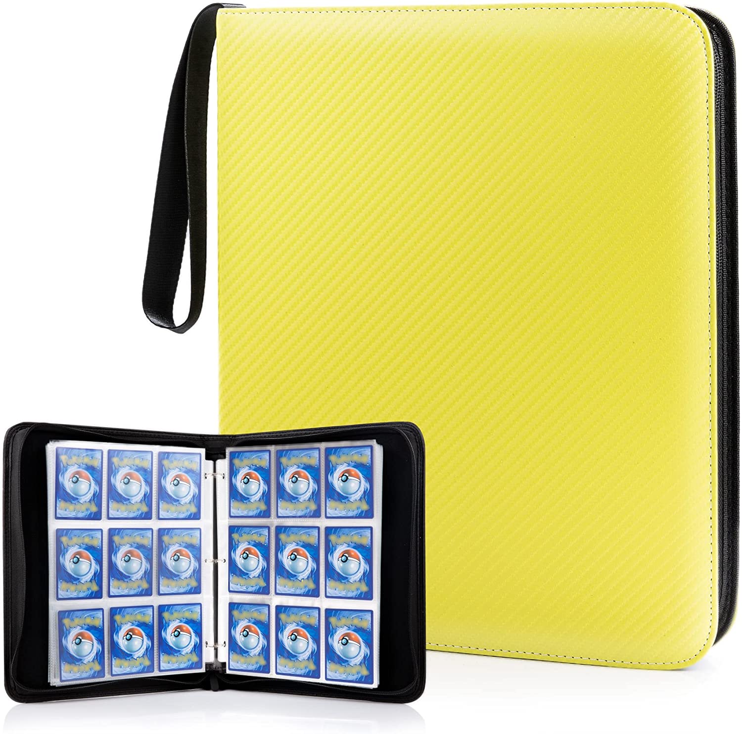 WOT I Trading Card Binder, 900 Pockets Card Binder Sleeves with Zipper, Double Sided Pockets Card Holder Carry Card Case for Baseball Card, Football Card