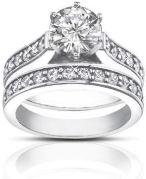 Madina Jewelry 1.80 ct Ladies Round Cut Diamond Engagement Accented Ring Set in Platinum