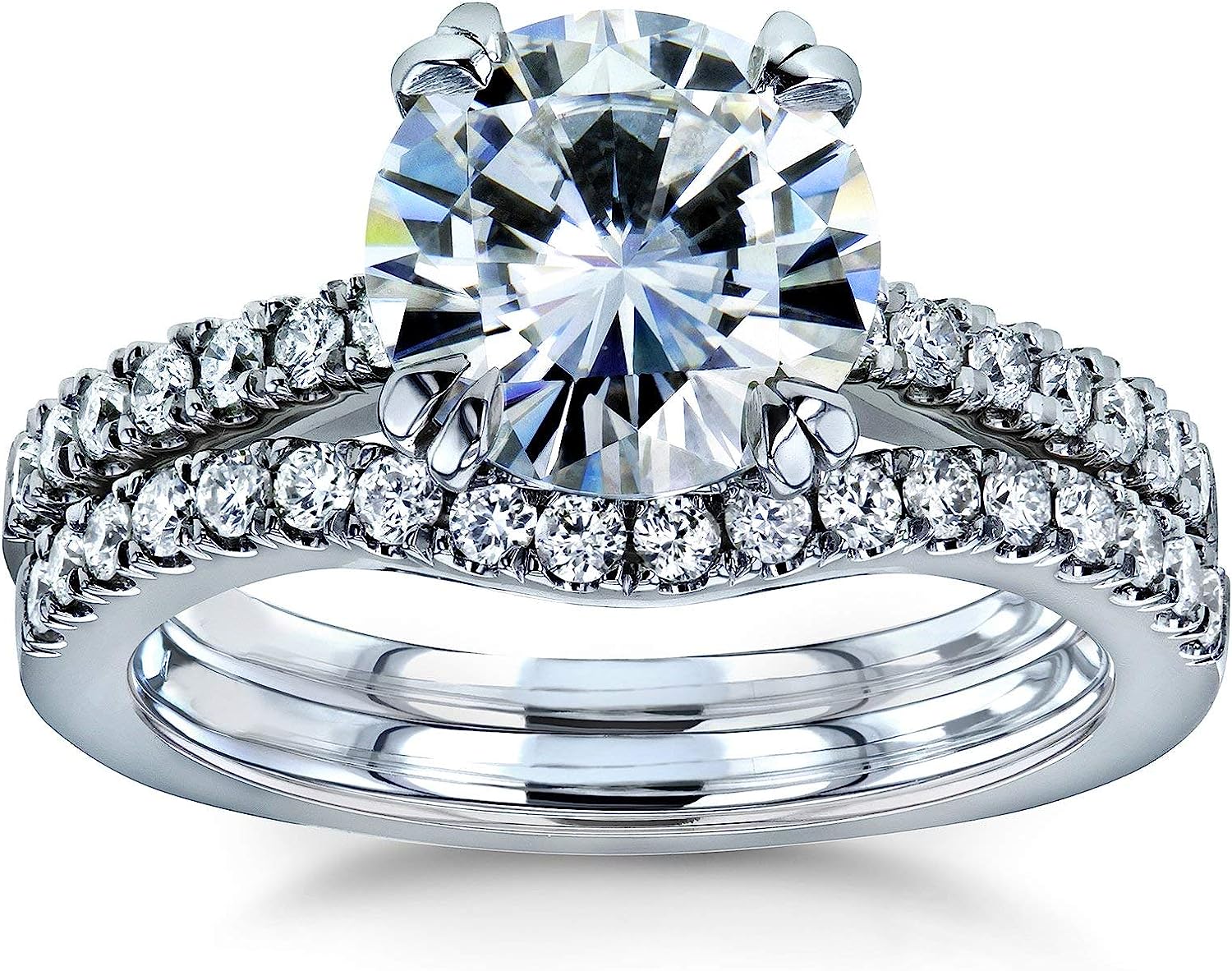 Kobelli Moissanite and Lab Grown Diamond Bridal Rings Set 2 1/3 CTW 14k White Gold (GH/VS, DEF/VS)