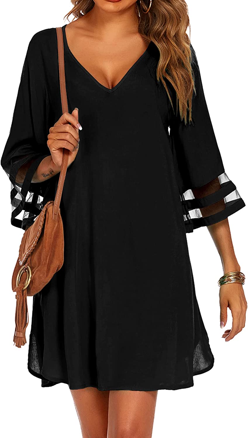 Ekouaer Women's Swim Cover Ups for Beach Swimwear, Summer Casual Loose Sun Dress