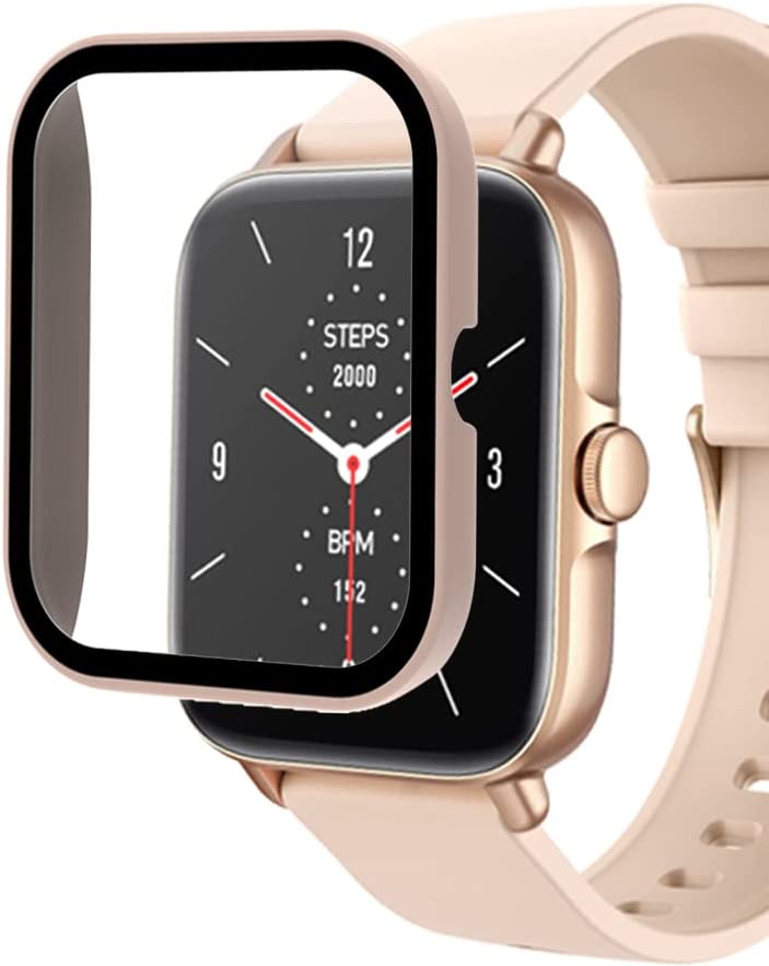 smaate Smart Watch Cases with Screen Protector for Y20GT, Compatible with WZWNEER, BANLVS, DXPICR, Bctemno Y20GT 1.7” Smartwatch, Hard PC Case with Tempered Glass, Protecting Watch Body & Screen