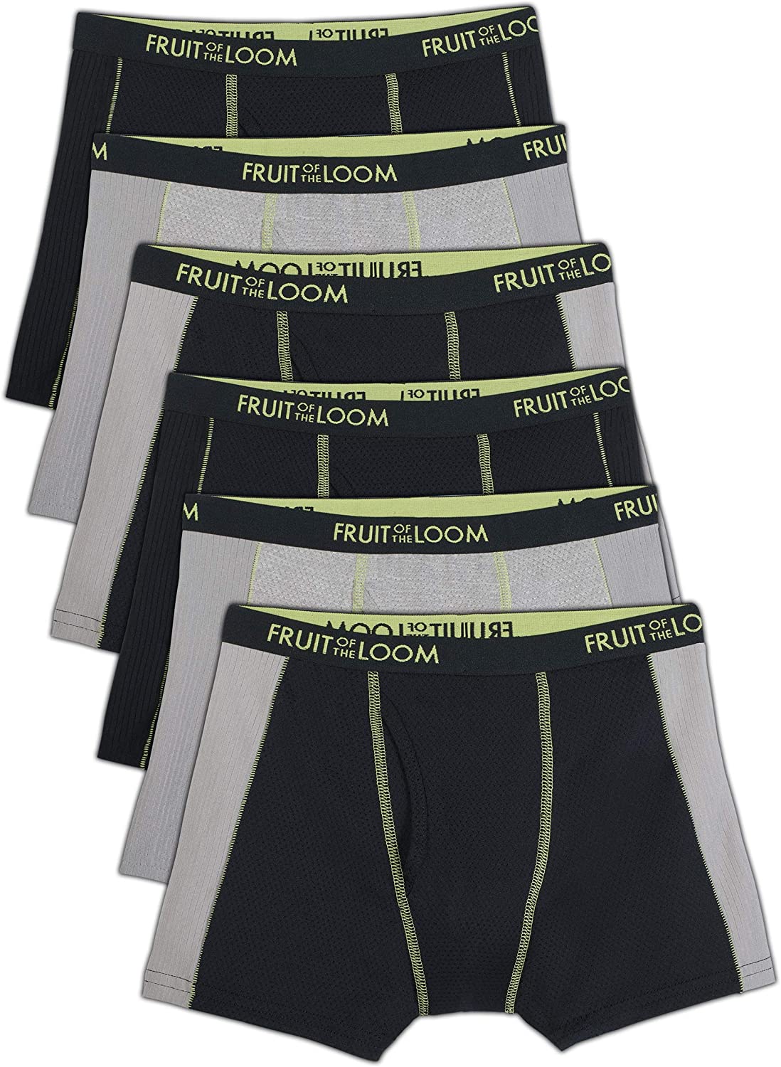 Fruit of the Loom Boys' Micro Mesh with Side Flex Zones Boxer Briefs 6 Pack