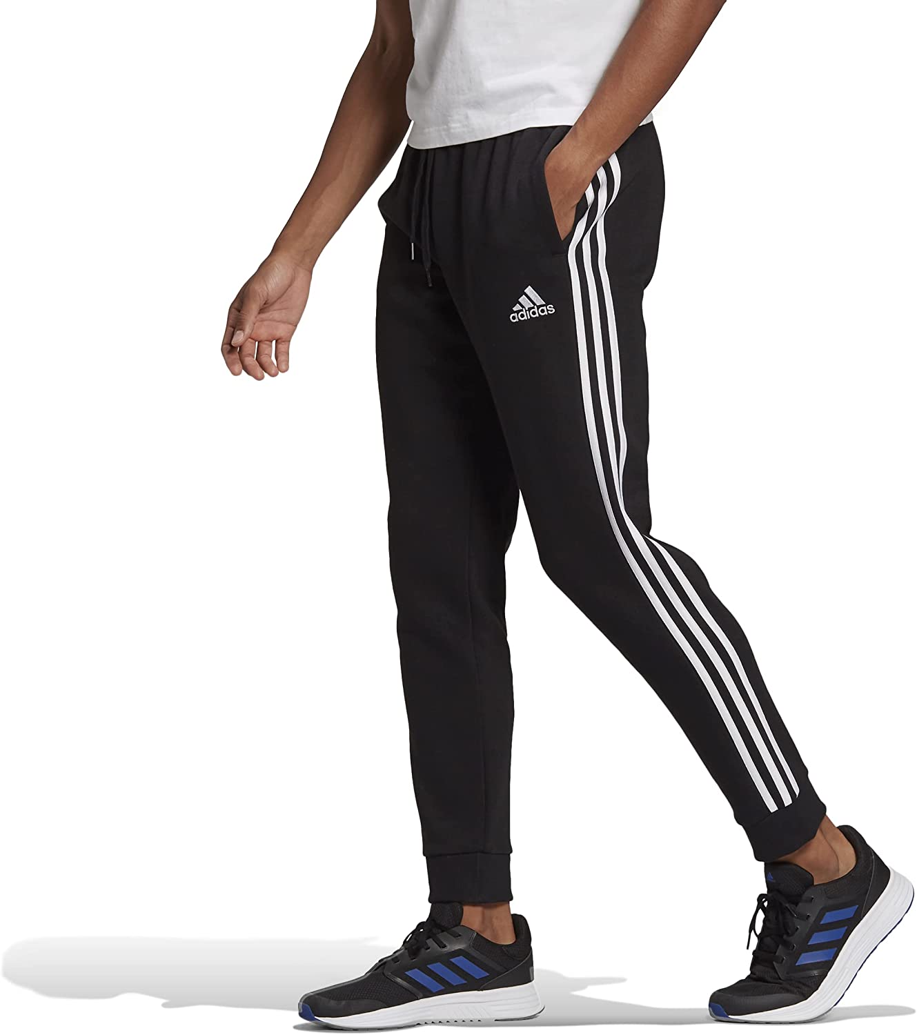 adidas Men's Essentials Fleece Tapered Cuff 3-Stripes Pants